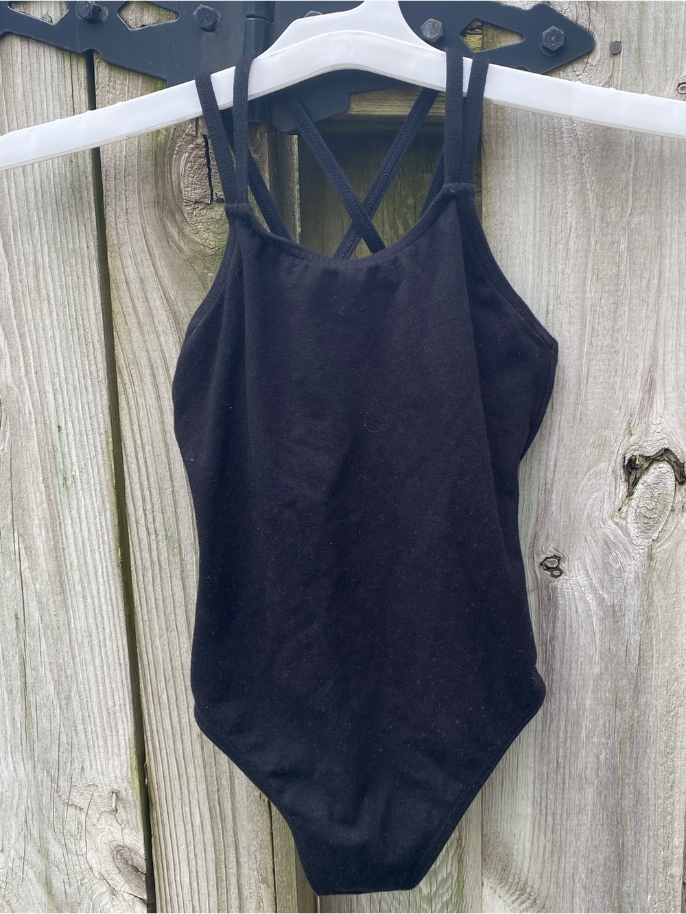 CAPEZIO Leotard Black Crisscross Back Girls Sz M
